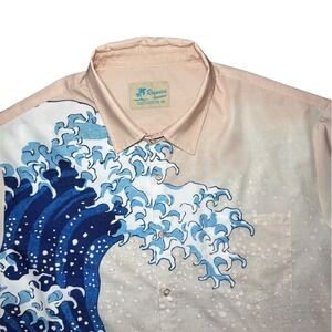 Royaura Hawaiian Shirt Men XXL The Great Wave Japanese Art Print